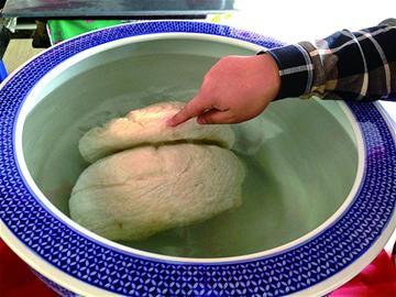 晚报讯 昨天下午，记者在城阳区一家名为俏红楼的火锅店见到了一个活着的太岁。记者了解到，这个太岁是其老板花50万元从一名枣农手里购买的，且经过了专家鉴定，为少见的极品太岁。